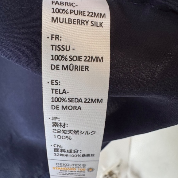 LilySilk Classic Pearl Button Silk Shirt, Navy Blue, Size L - Picture 5 of 7